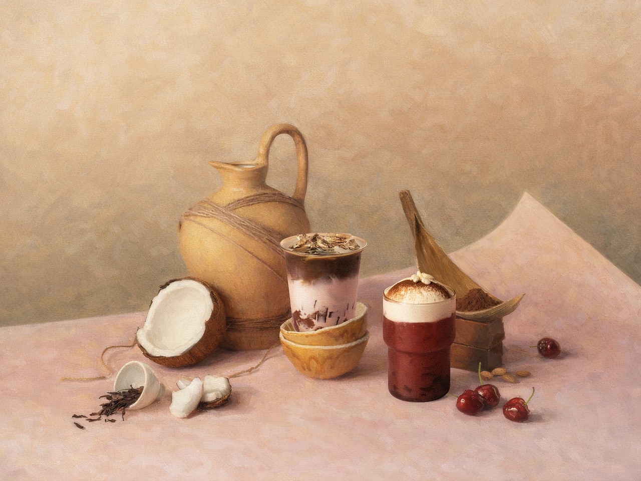 东边植造｜春季🍃油画感主题·饮品静物美学（图ZNDA2MjQ1NDky） - 美食摄影 - 站酷设计师春生生画原创素材 - 站酷ZCOOL