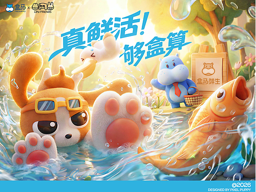 【个人练习作品】盒马*暹罗厘普 IP 联名海报