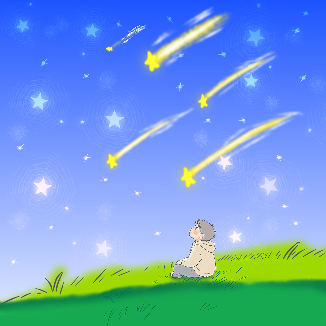 流星雨来临系列（图ZNDA2Mjk0OTU2） - 艺术插画 - 站酷设计师绘画蓝鲸原创素材 - 站酷ZCOOL
