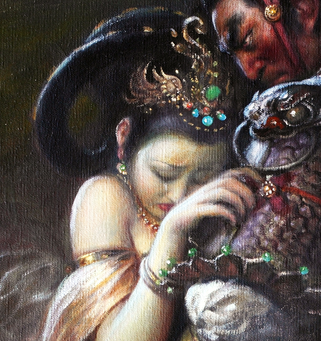 油画作品《吕布与貂婵》(图ZNDA2MzE5NTc2) - 绘画 - 站酷设计师王可伟原创素材 - 站酷ZCOOL