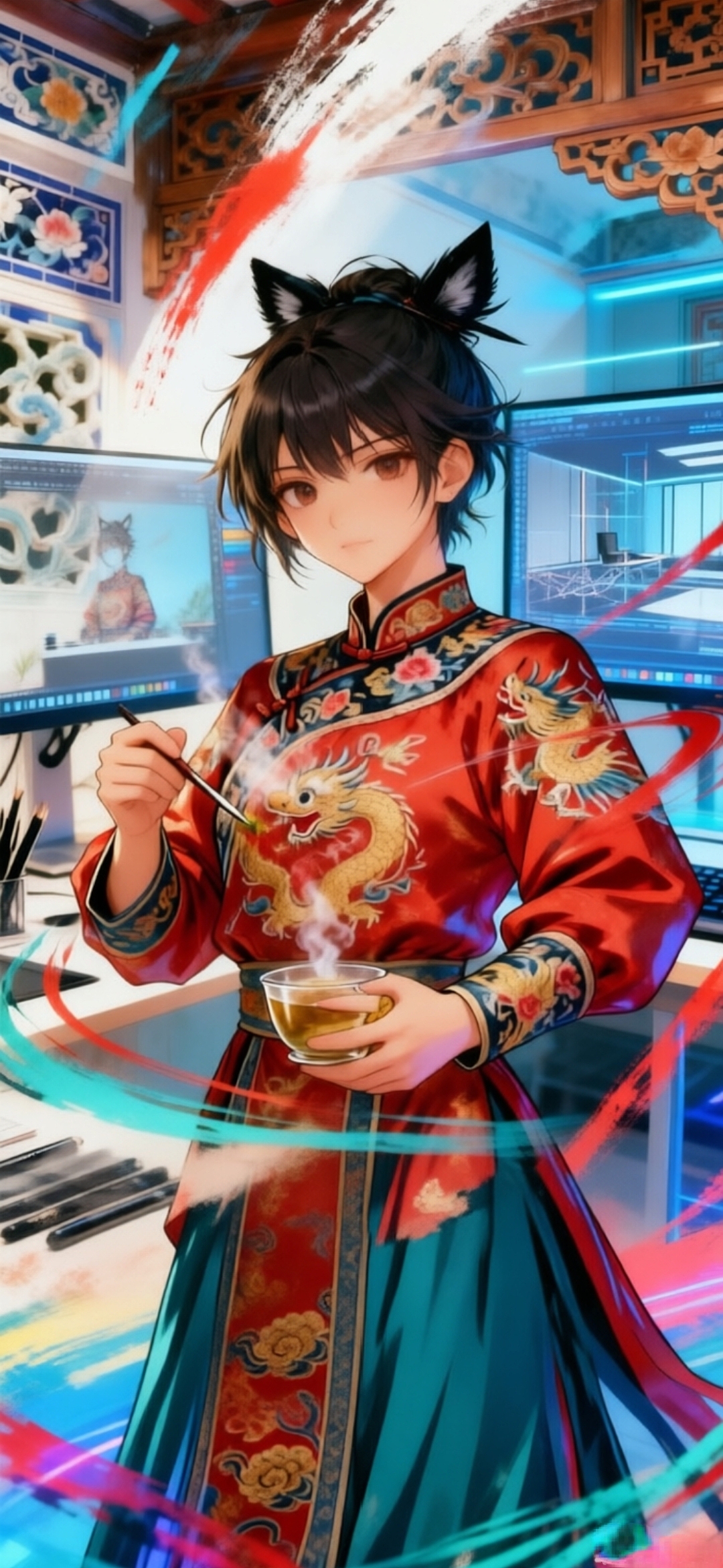 潮汕少年申请出战！当AI遇上功夫茶，这波国潮装修绝（图ZNDA2MzIwMTA4） - 概念设定 - 站酷设计师小江潮汕老宅设计原创素材 - 站酷ZCOOL