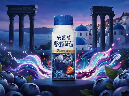 安慕希蓝莓酸奶创意广告