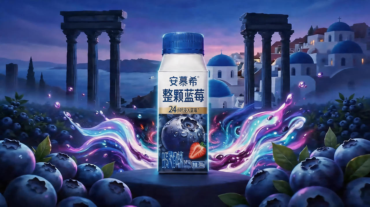 安慕希蓝莓酸奶创意广告（图ZNDA2MzY4MjAw） - AI作品 - 站酷设计师Marvlore原创素材 - 站酷ZCOOL