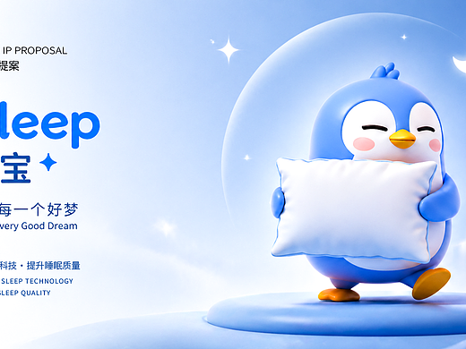 可爱企鹅🐧IP形象设计，睡眠科技行业