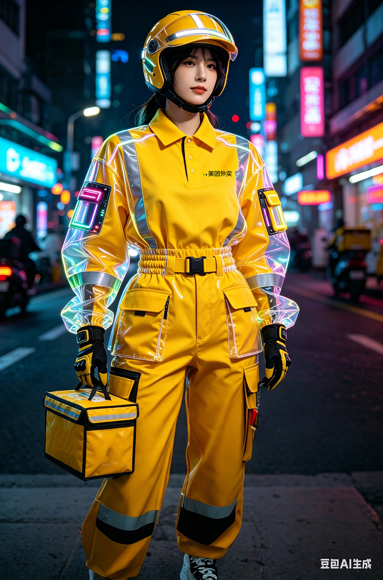 美团城市穿梭战衣：不仅要跑得快，还要穿得帅（图ZNDA2Mzk3ODY0） - AI作品 - 站酷设计师瑶瑶小P原创素材 - 站酷ZCOOL