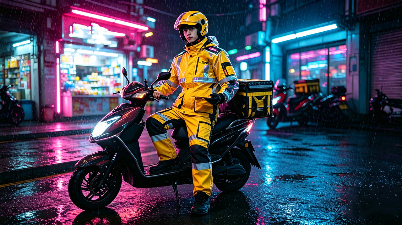 美团城市穿梭战衣：不仅要跑得快，还要穿得帅（图ZNDA2NDAzMzQ0） - AI作品 - 站酷设计师瑶瑶小P原创素材 - 站酷ZCOOL