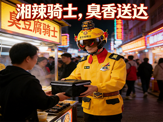美团骑手服装设计：【湘魂·速递】—— 湘辣骑士，臭香送达