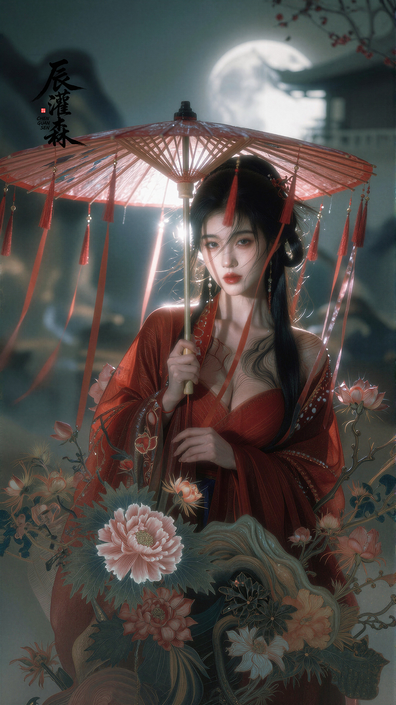 辰灌森 | 月下红伞姬系列（三）-177（图ZNDA2NDMzNTcy） - 修图/后期 - 站酷设计师辰灌森原创素材 - 站酷ZCOOL