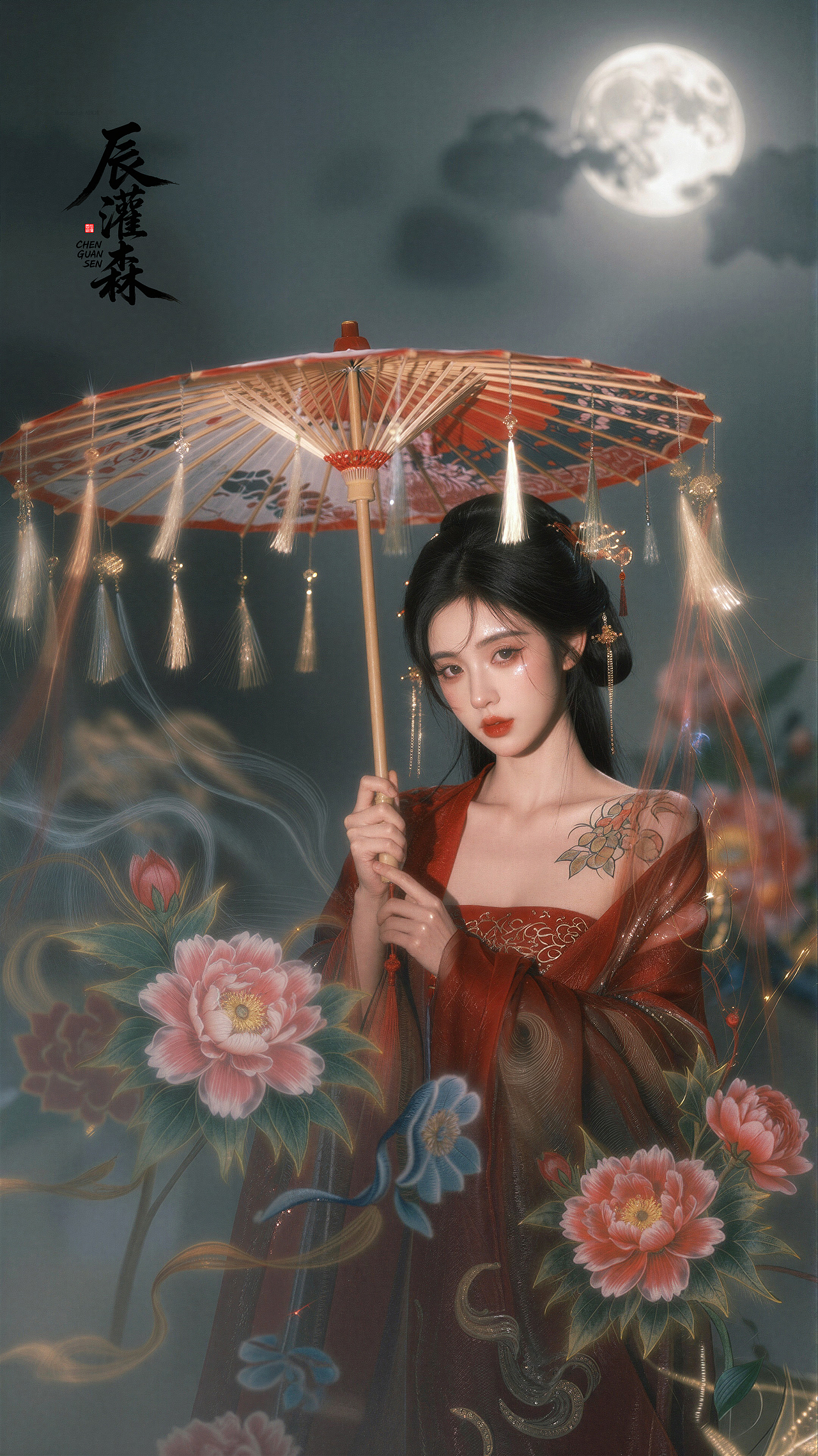 辰灌森 | 月下红伞姬系列（三）-177（图ZNDA2NDMzNTgw） - 修图/后期 - 站酷设计师辰灌森原创素材 - 站酷ZCOOL