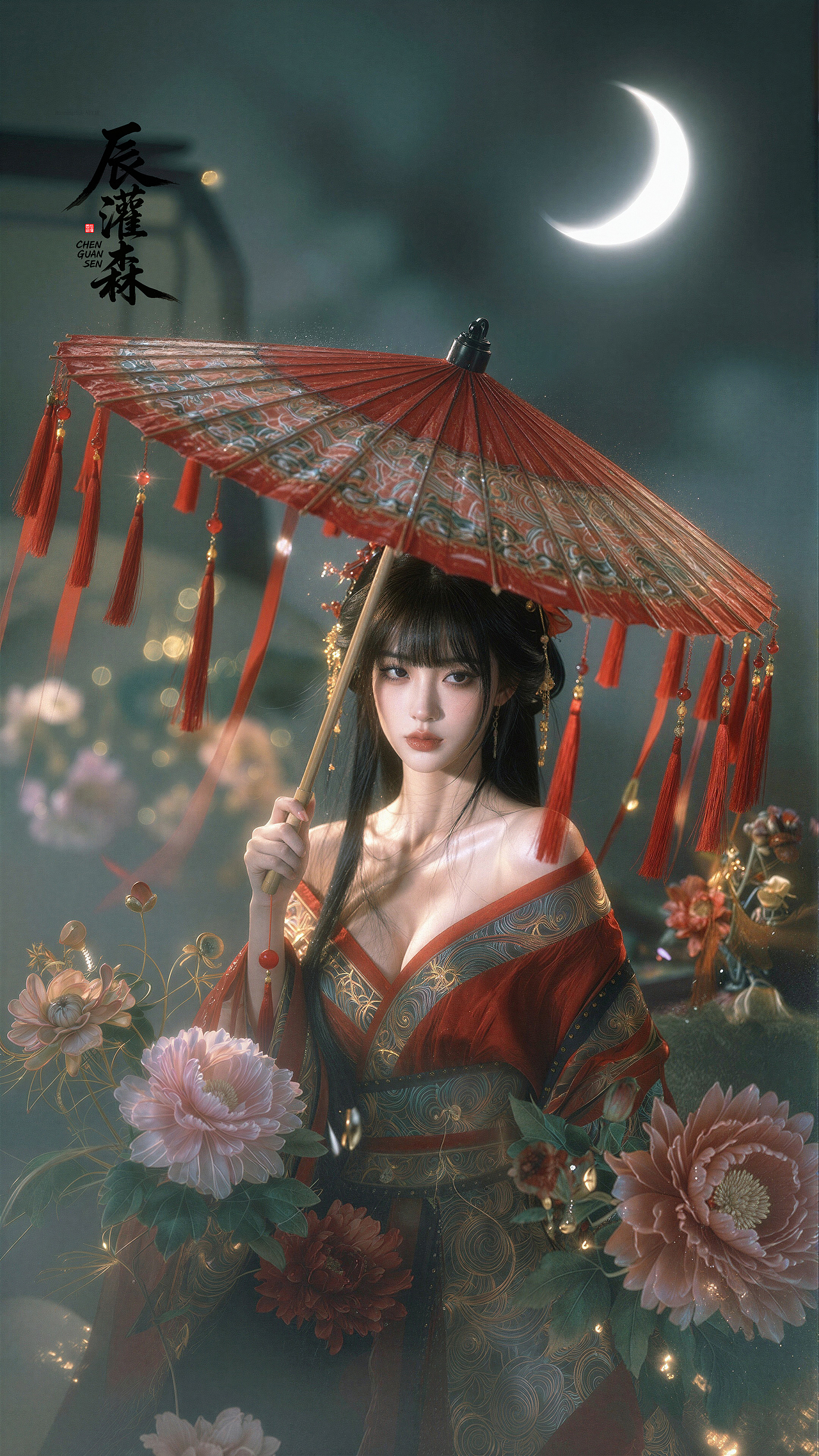 辰灌森 | 月下红伞姬系列（三）-177（图ZNDA2NDMzNTg0） - 修图/后期 - 站酷设计师辰灌森原创素材 - 站酷ZCOOL