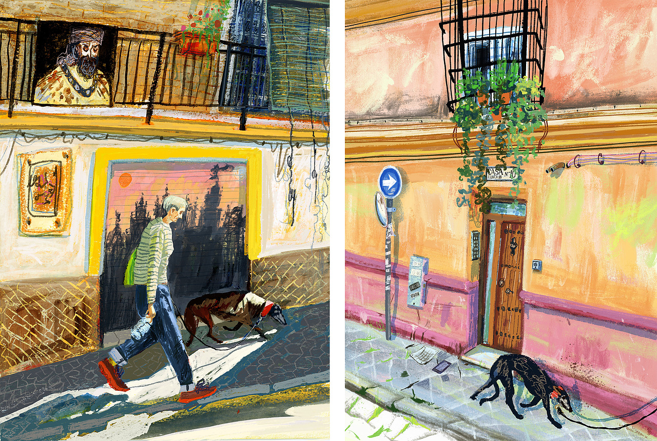 walking the dog - the city i live in, sevilla（图ZNDA2NDQyNDMy） - 商业插画 - 站酷设计师驼驼涂涂原创素材 - 站酷ZCOOL