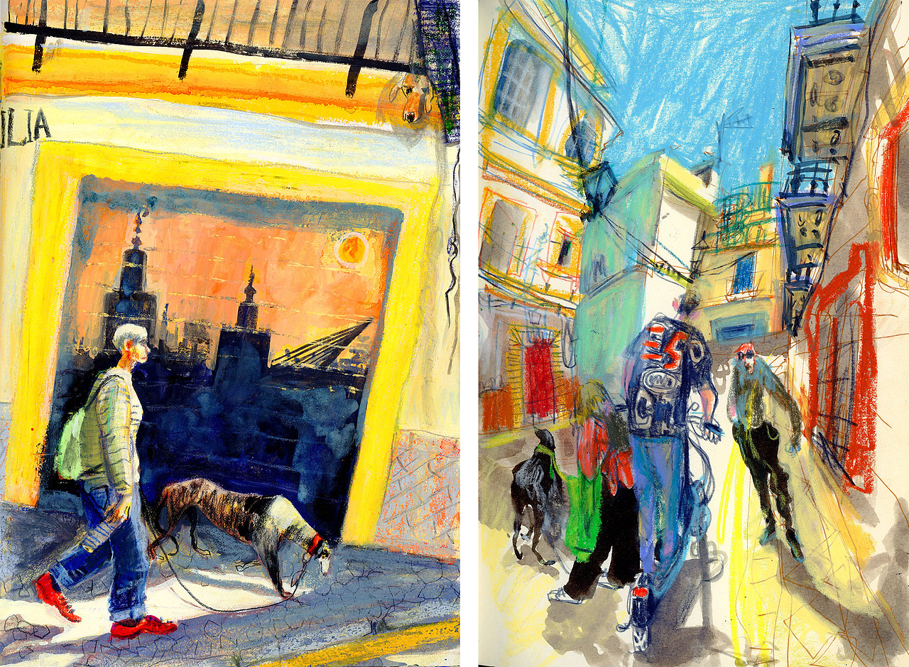 walking the dog - the city i live in, sevilla（图ZNDA2NDQyODQw） - 商业插画 - 站酷设计师驼驼涂涂原创素材 - 站酷ZCOOL