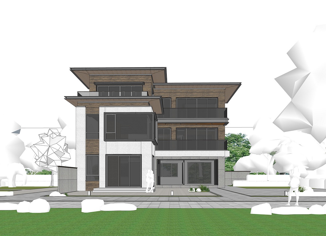 现代别墅自建房SU模型下载（图ZNDA2NDU0ODg4） - 建筑设计 - 站酷设计师素模网原创素材 - 站酷ZCOOL