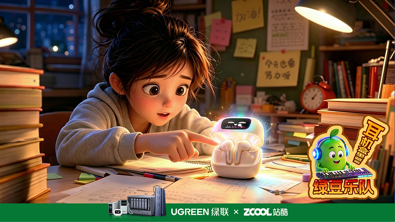 《耳机盒里藏着绿豆乐队》（图ZNDA2NDcyNTQ0） - AI作品 - 站酷设计师米谷日常migo原创素材 - 站酷ZCOOL