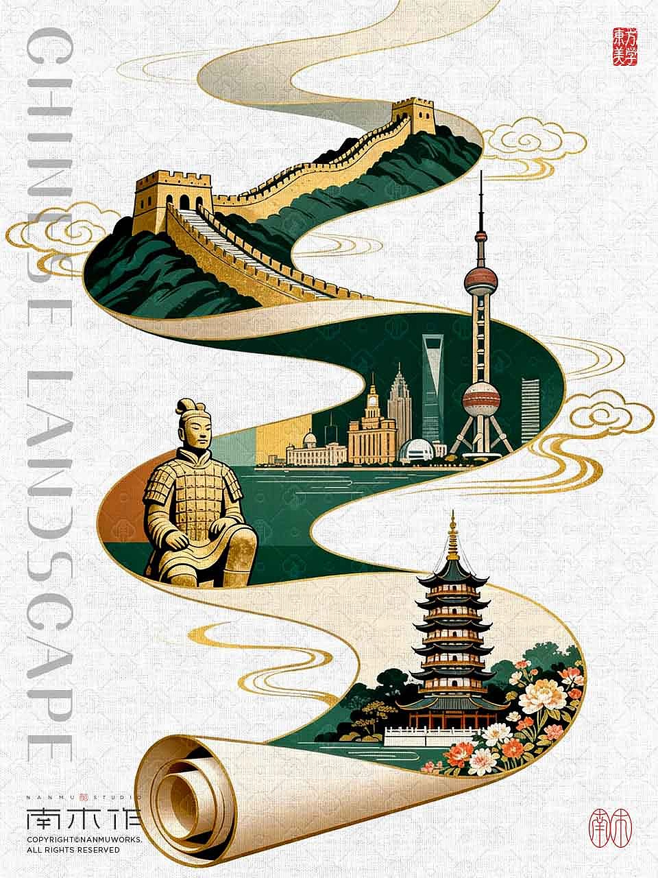 一卷绘山河，一眼越千年（图ZNDA2NTEzMjky） - AI作品 - 站酷设计师南木AI原创素材 - 站酷ZCOOL