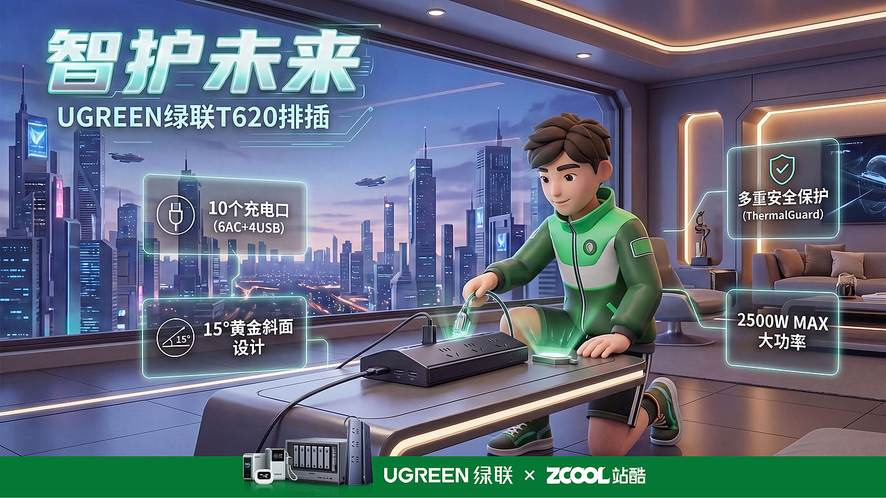 绿联智护未来海报（图ZNDA2NTMzMjY4） - AI作品 - 站酷设计师醒来上班原创素材 - 站酷ZCOOL