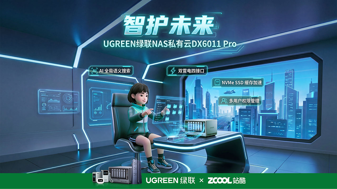 绿联智护未来海报（图ZNDA2NTMzMjcy） - AI作品 - 站酷设计师醒来上班原创素材 - 站酷ZCOOL