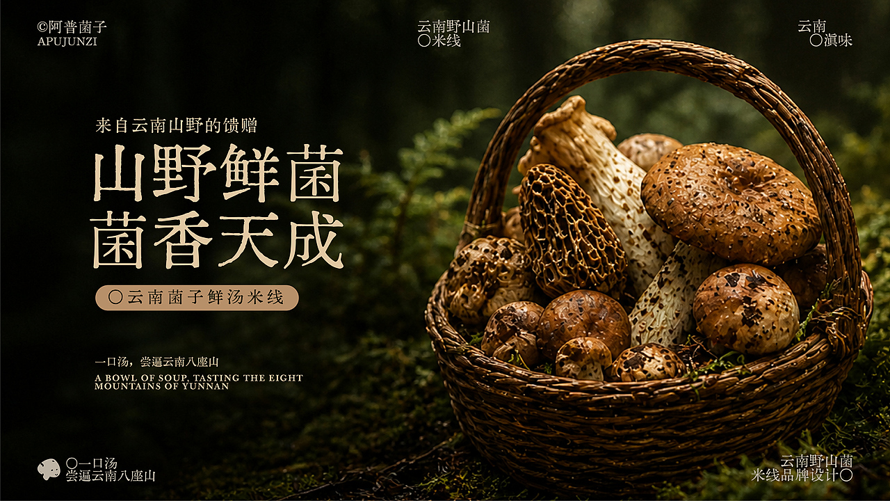阿普菌子|云南野山菌米线品牌设计(图ZNDA2NTM3OTQ4) - 品牌 - 站酷设计师波妞caitlin原创素材 - 站酷ZCOOL