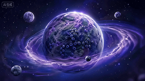 《蓝莓星球与牛乳星云的相遇》（图ZNDA2NTc1MDM2） - AI作品 - 站酷设计师申文_杭州原创素材 - 站酷ZCOOL