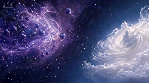 《蓝莓星球与牛乳星云的相遇》（图ZNDA2NTc1MDQ0） - AI作品 - 站酷设计师申文_杭州原创素材 - 站酷ZCOOL