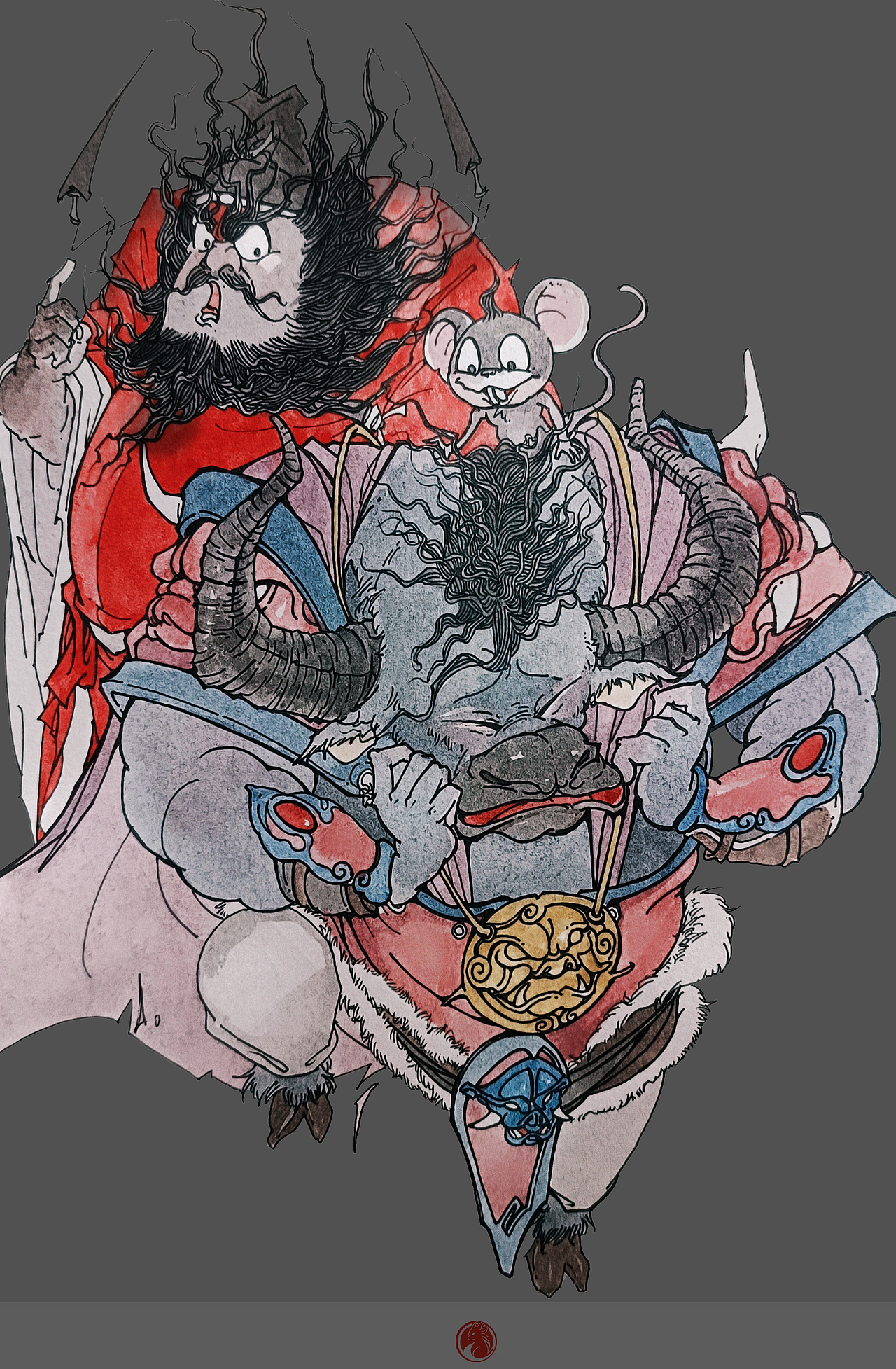 十二生肖.牛妹——钟馗百态图（图ZNDA2NTg3OTY4） - 艺术插画 - 站酷设计师小妖阁原创素材 - 站酷ZCOOL