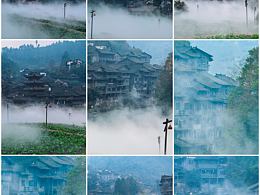 乌江寨印象：晨雾吊脚楼绘就的梦幻画卷