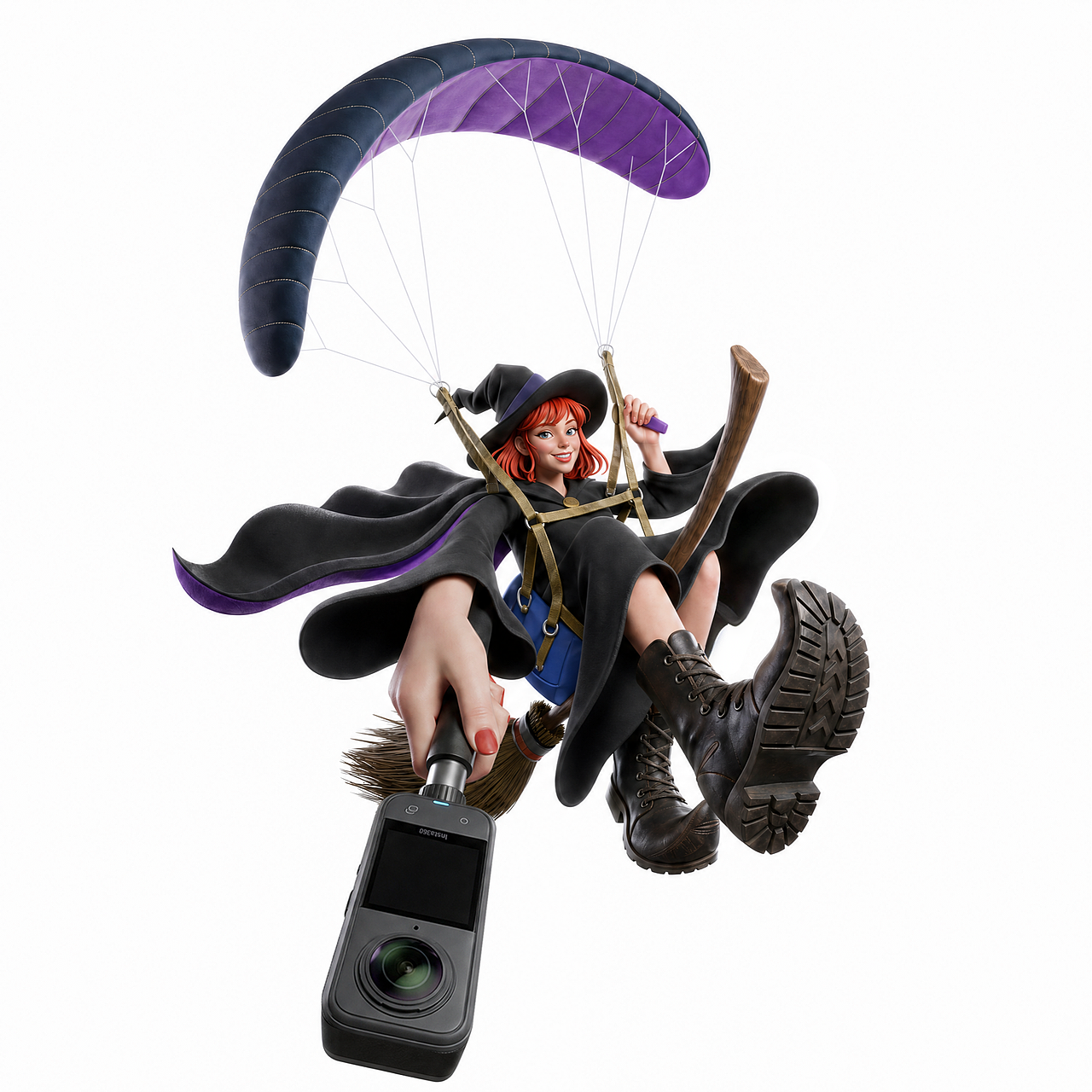 Insta360｜Think Bold·女巫飞行指南🧙‍♀️☁️（图ZNDA2NjQ4ODE2） - 商业插画 - 站酷设计师索阿原创素材 - 站酷ZCOOL
