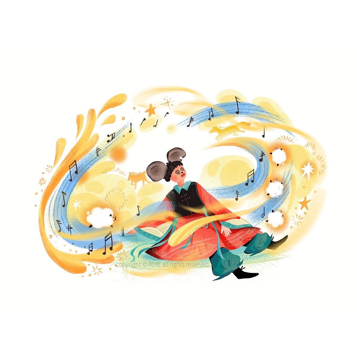 十二生肖系列插画 -绘本杂志配图（图ZNDA2NjU2Mzk2） - 儿童插画 - 站酷设计师阿修wenzi原创素材 - 站酷ZCOOL