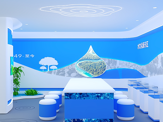水生态主题展厅设计3D效果图