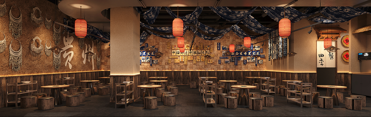 火锅店（图ZNDA2NzE3NTA4） - 酒店餐饮设计 - 站酷设计师光影设计表现007原创素材 - 站酷ZCOOL