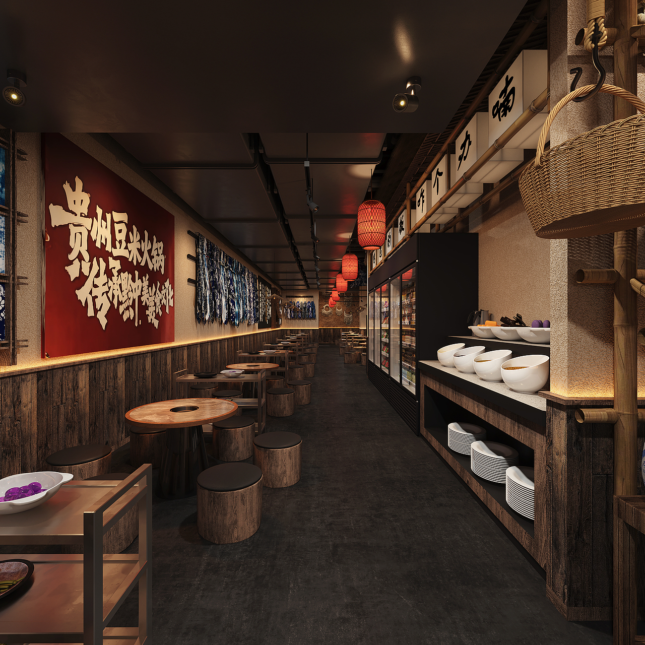 火锅店（图ZNDA2NzE3NTIw） - 酒店餐饮设计 - 站酷设计师光影设计表现007原创素材 - 站酷ZCOOL