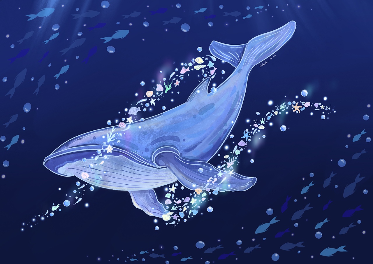 鲸落🐋✨（图ZNDA2NzI2NTAw） - 艺术插画 - 站酷设计师脆脆米3原创素材 - 站酷ZCOOL