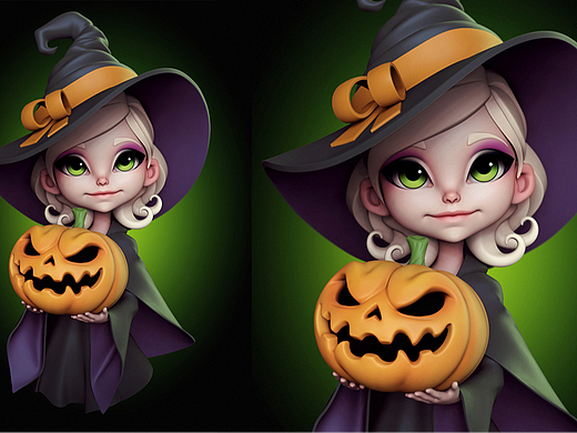 ZBrush-风格化南瓜女巫角色模型制作教程。zbrush角色