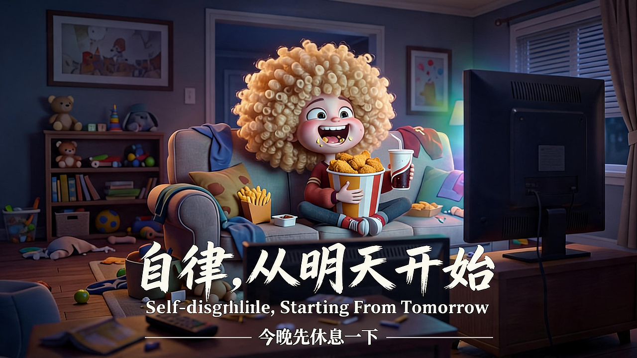 自律，从明天开始 丨 AI动画短片 #AI显形大乱斗（图ZNDA2NzU5NDE2） - 短片 - 站酷设计师子言sunshine原创素材 - 站酷ZCOOL