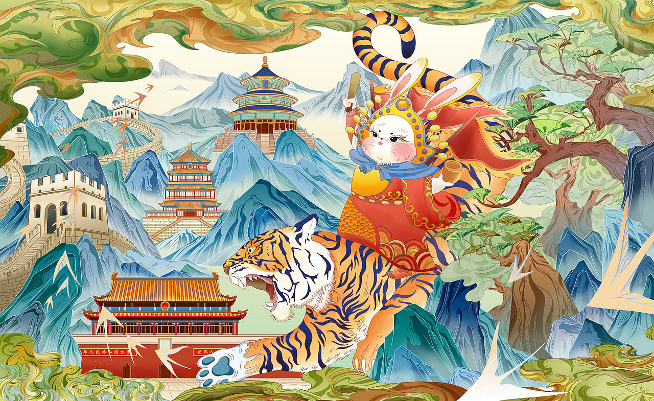 非遗:《兔儿爷骑虎游京城》(图ZNDA2NzgwNTgw) - 商业插画 - 站酷设计师叶颜染原创素材 - 站酷ZCOOL