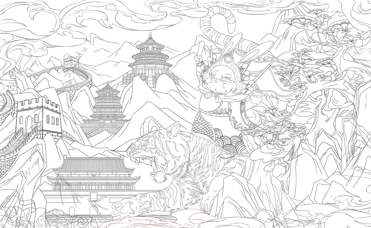 非遗:《兔儿爷骑虎游京城》(图ZNDA2NzgwNTc2) - 商业插画 - 站酷设计师叶颜染原创素材 - 站酷ZCOOL