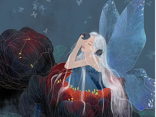 《花间羽梦・黑牡丹》—— 夜影里的深情盛放
