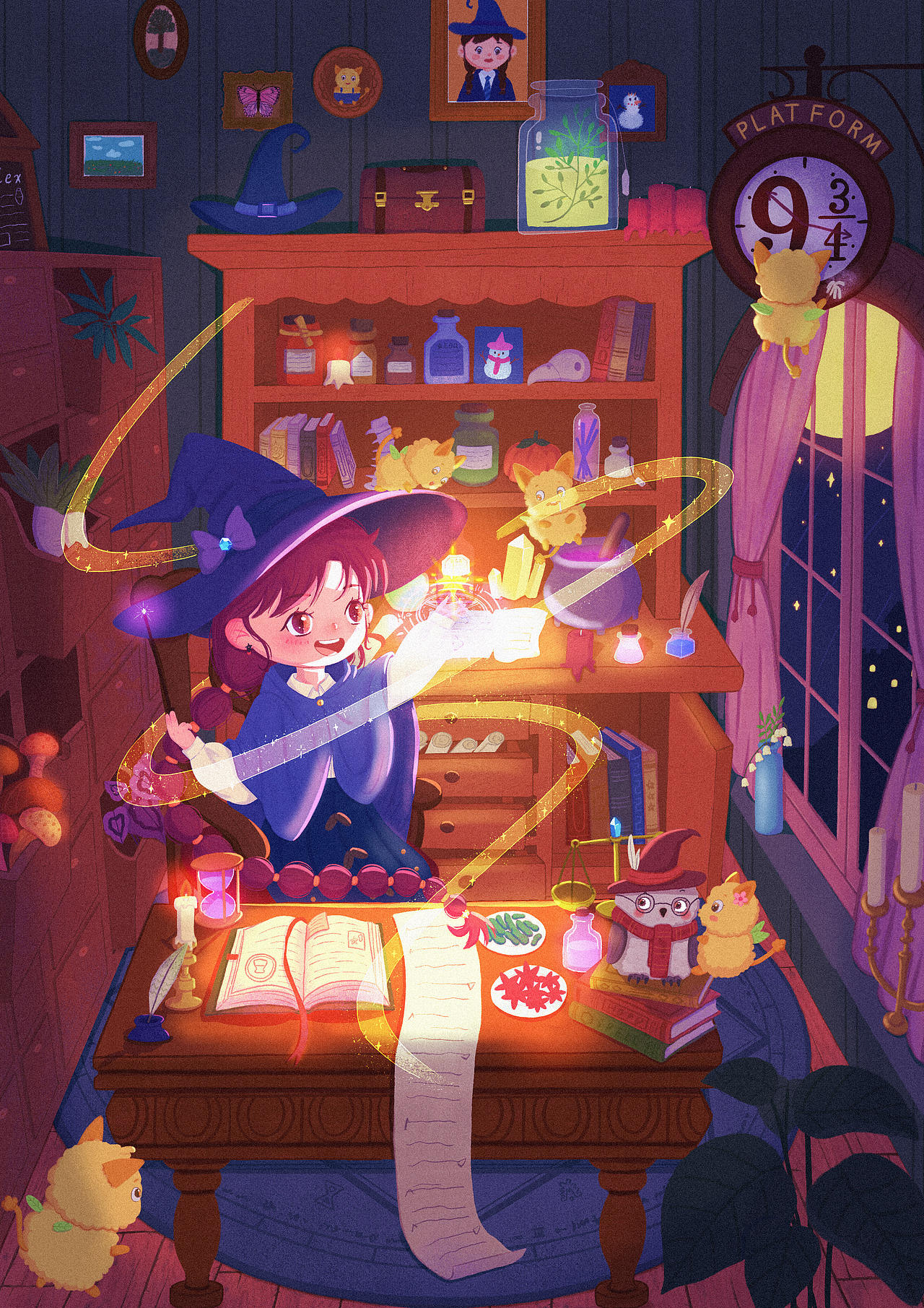 魔法女孩（图ZNDA2OTY3NTI4） - 儿童插画 - 站酷设计师爱画画的时萤原创素材 - 站酷ZCOOL