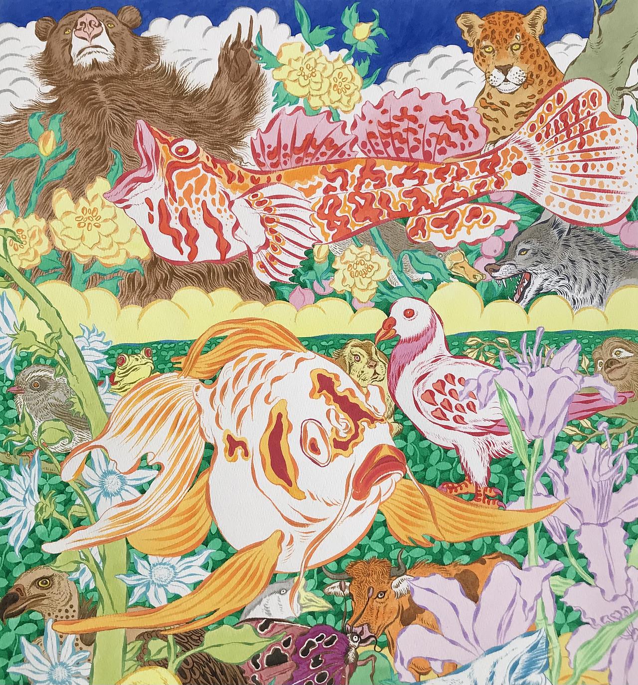 《生命》绘画作品 尺寸：72cm✖️52cm 材质：（图ZNDA3MDU2OTQ0） - 绘画 - 站酷设计师潘斌Art原创素材 - 站酷ZCOOL