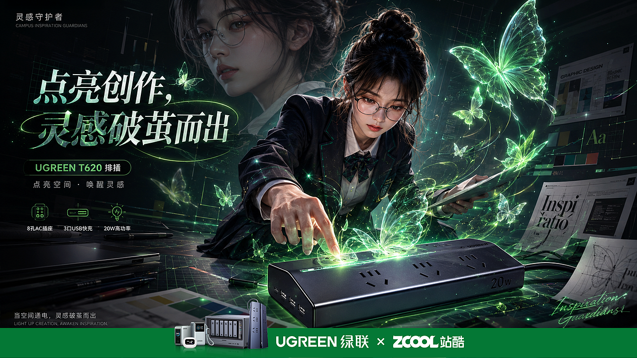 灵感失踪案｜绿联智护未来（图ZNDA3MDkwNDA4） - AI作品 - 站酷设计师MadnessJ沐沐原创素材 - 站酷ZCOOL
