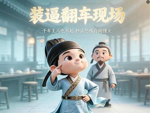不写诗小李白装逼翻车，最后只能啃馒头重庆AI动画制作