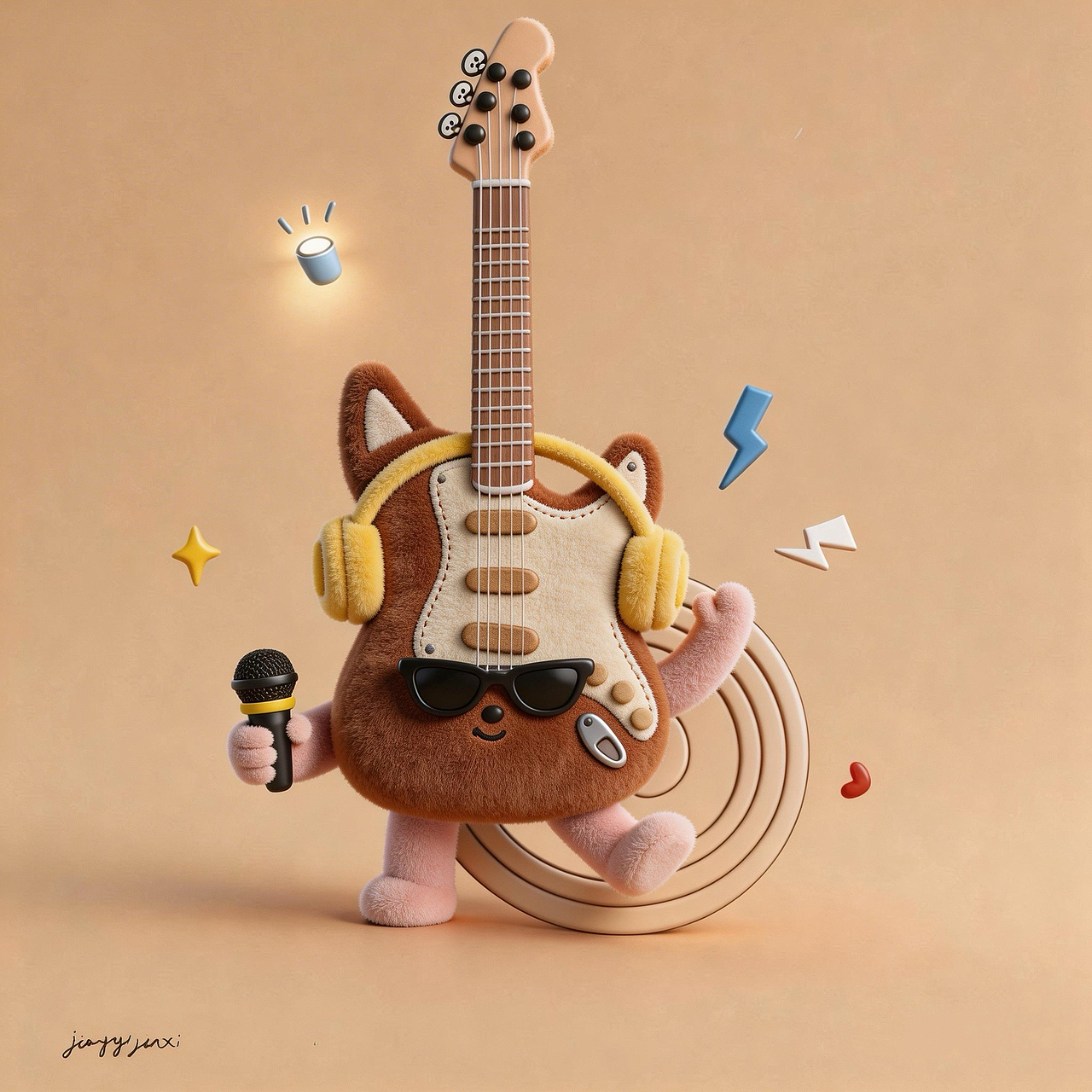 ip设计—3个吉他🎸（图ZNDA3MTIxODgw） - 商业插画 - 站酷设计师jiangyijinxi原创素材 - 站酷ZCOOL