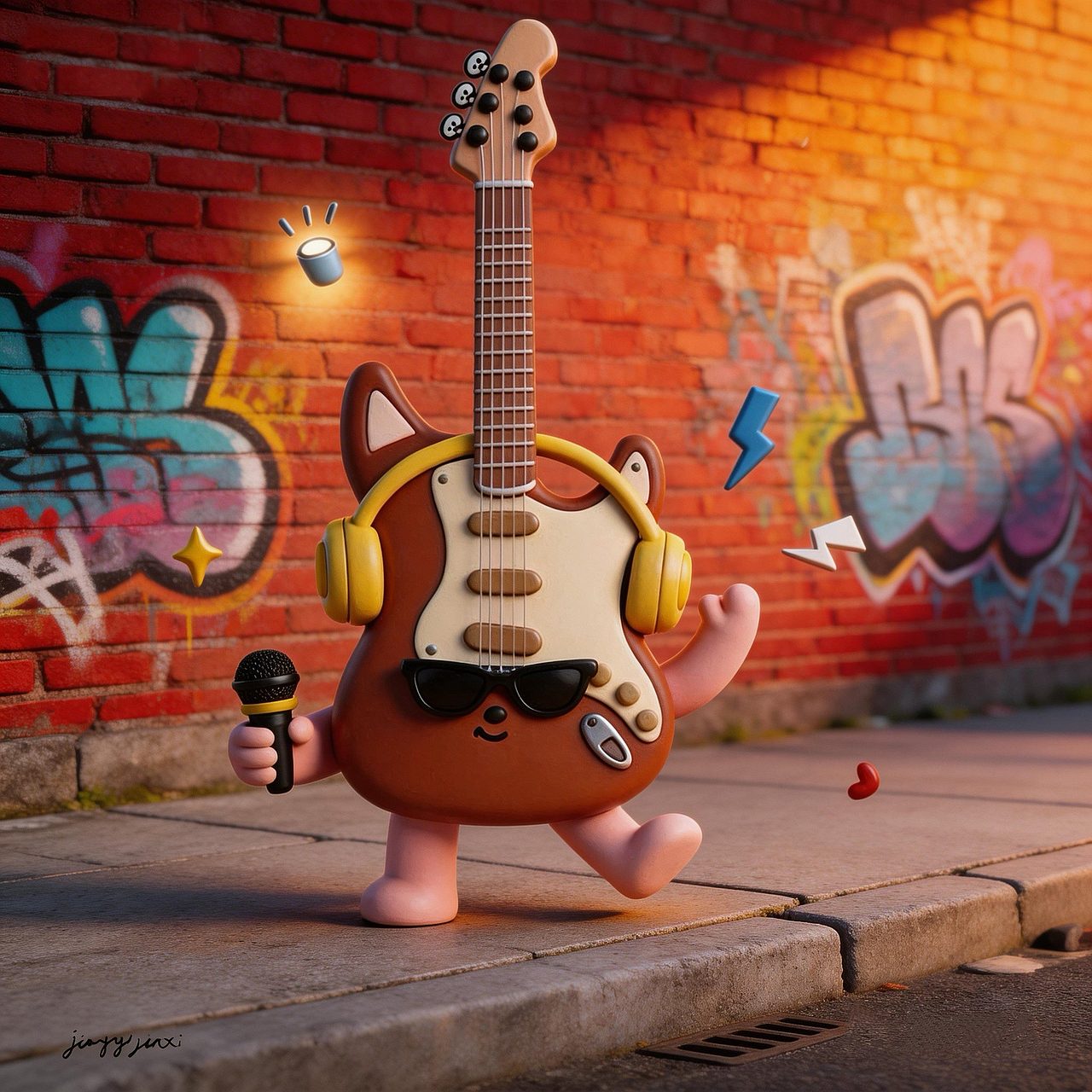 ip设计—3个吉他🎸（图ZNDA3MTIxODky） - 商业插画 - 站酷设计师jiangyijinxi原创素材 - 站酷ZCOOL