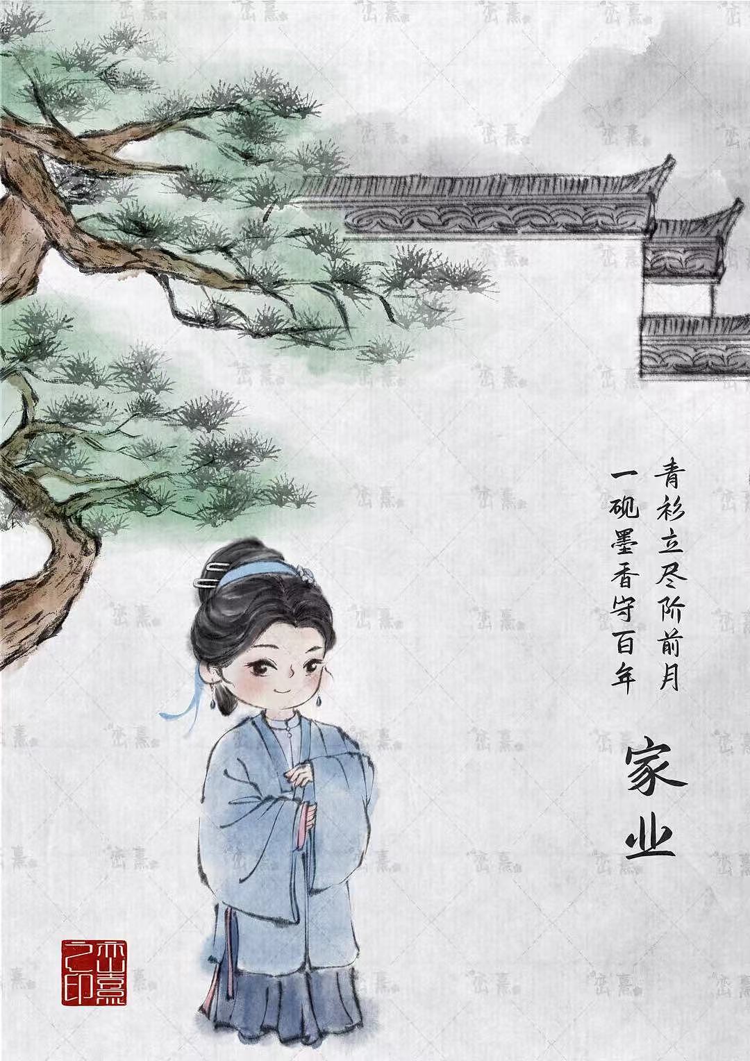 谁懂啊！《家业》李祯水墨Q版来了！（图ZNDA3MTU5NjI0） - 儿童插画 - 站酷设计师峦熹原创素材 - 站酷ZCOOL