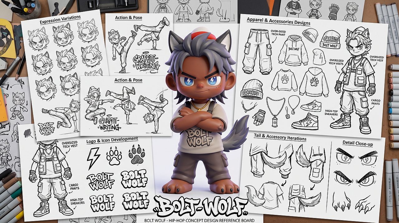 诠释街头嘻哈内核 —— 灰狼波尔 BoltWolf IP设计(图ZNDA3MTk5MTEy) - 人物/生物 - 站酷设计师阿容容原创素材 - 站酷ZCOOL