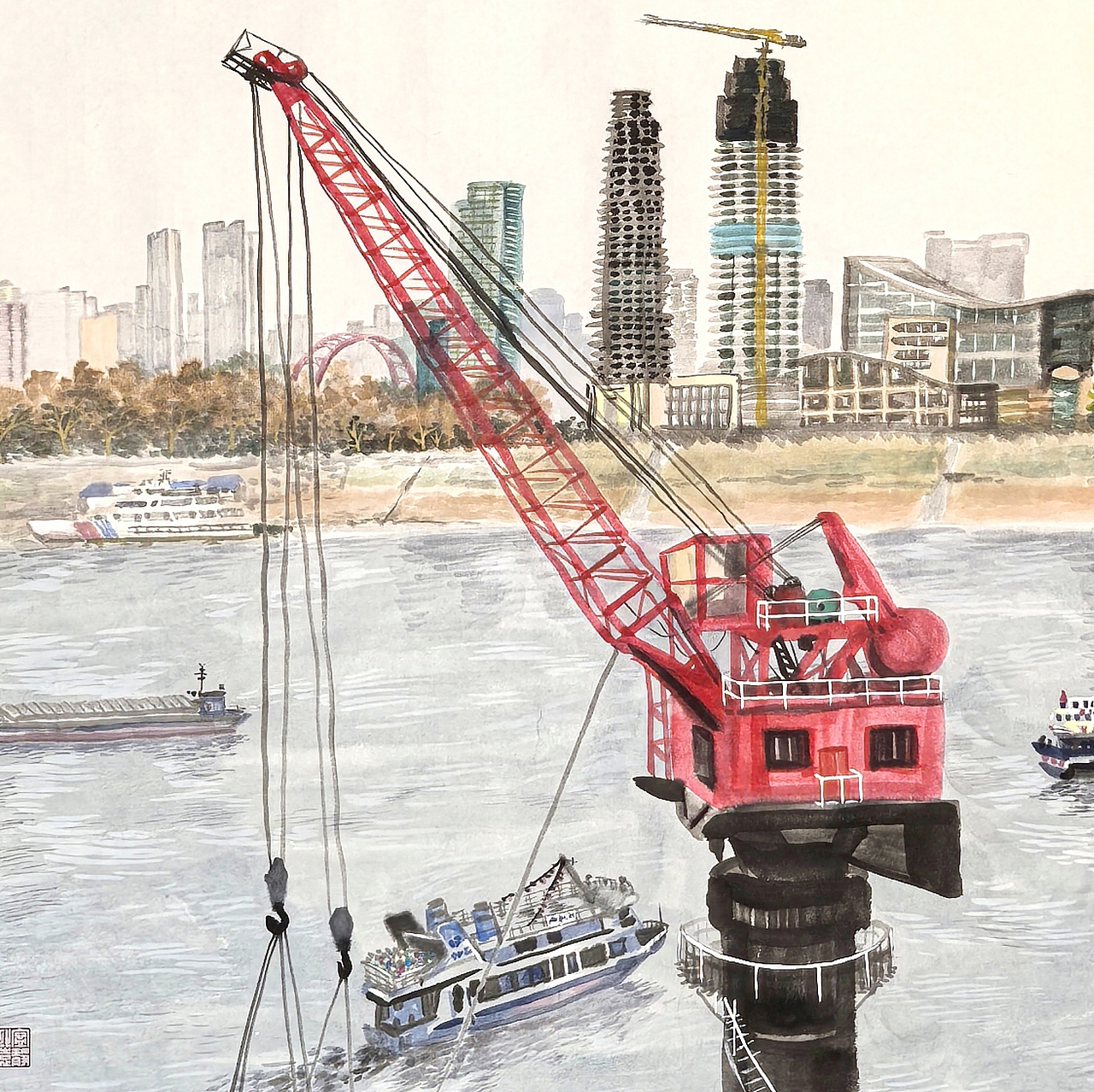 以笔墨绘江城以匠心叙时代-国画家杨瑞新作·大江潮声(图ZNDA3MzA5NTgw) - 绘画 - 站酷设计师中国画家湖北杨瑞原创素材 - 站酷ZCOOL