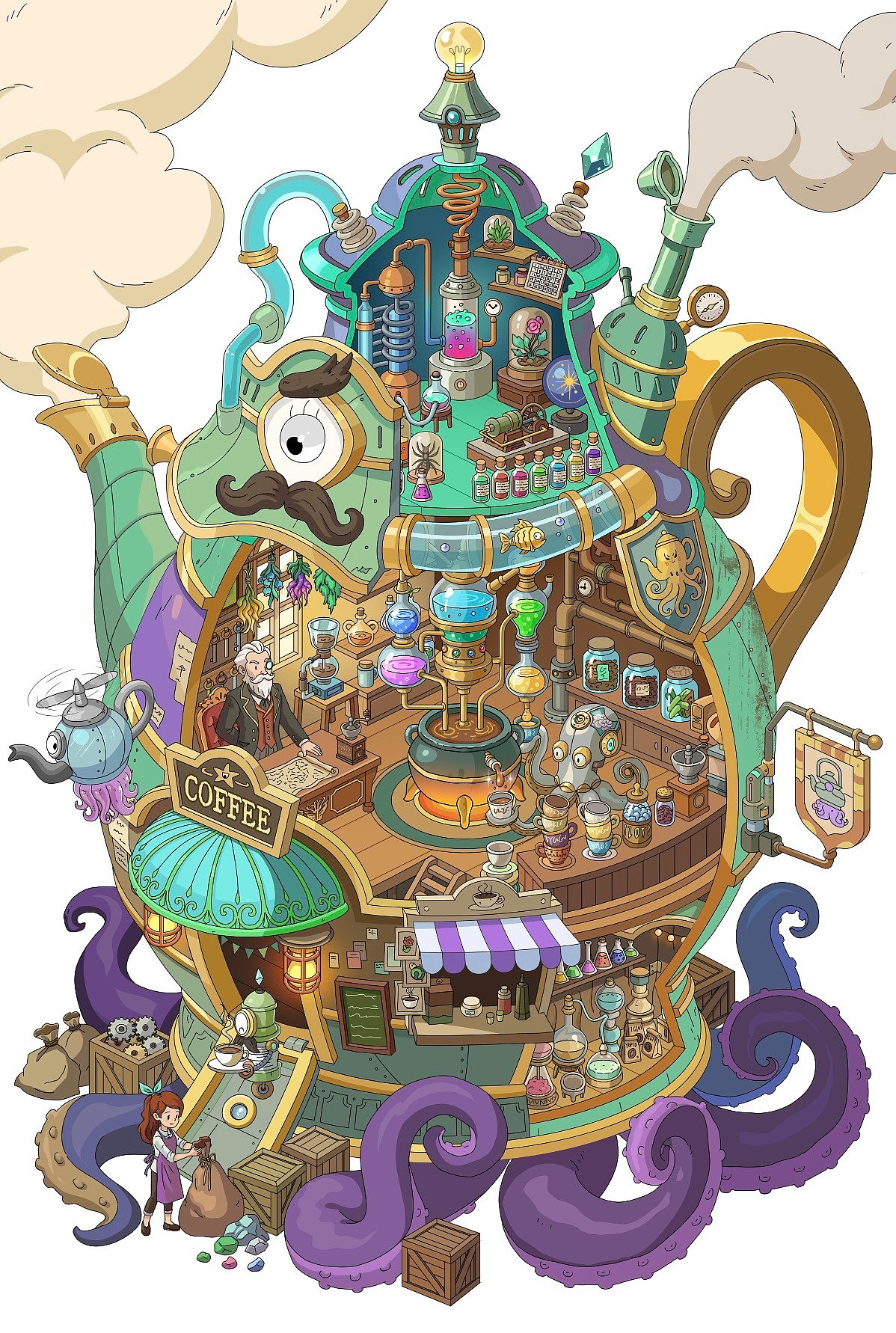造景贴纸 一贯（图ZNDA3MzUwNTQw） - 商业插画 - 站酷设计师橡树先生原创素材 - 站酷ZCOOL