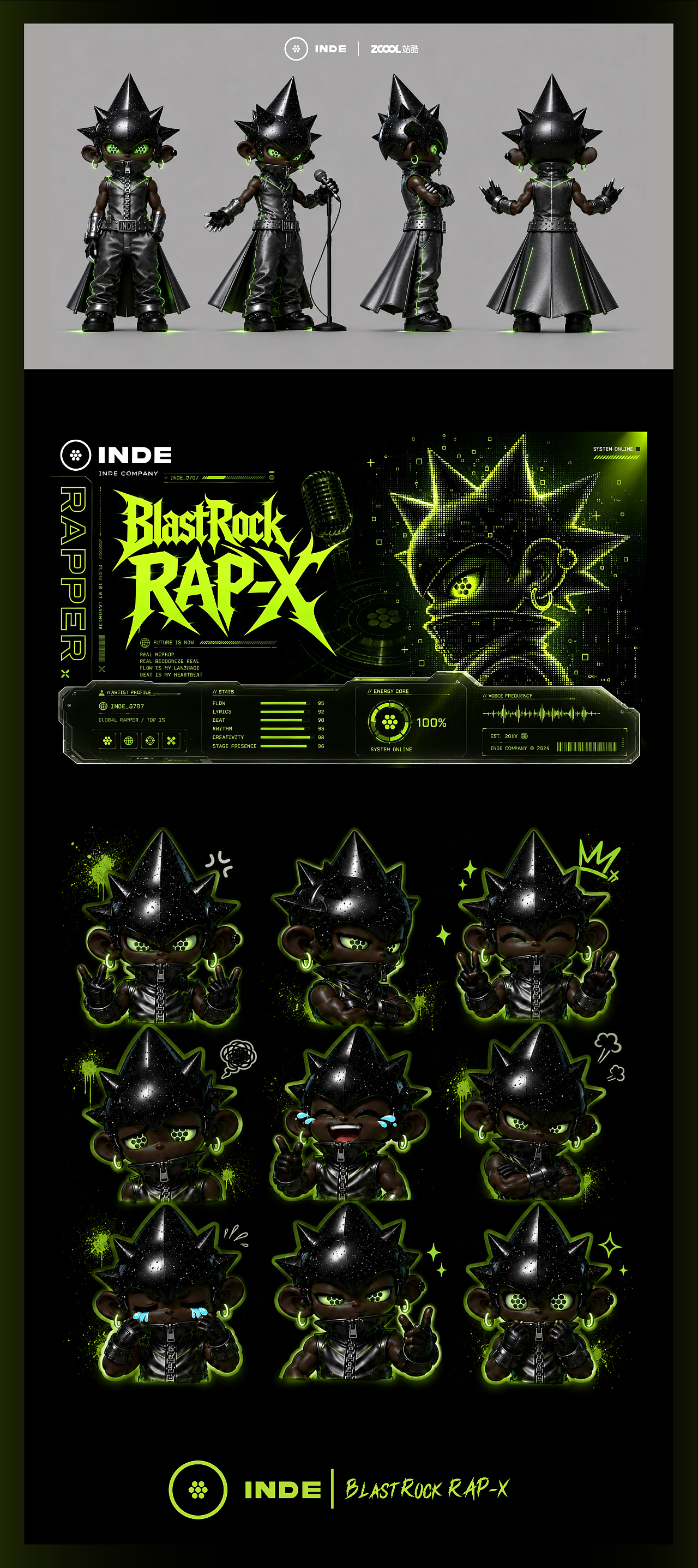 INDE潮流嘻哈IP设计丨BlastRock RAP-X(图ZNDA3MzYzNTky) - 人物/生物 - 站酷设计师是Green阿原创素材 - 站酷ZCOOL
