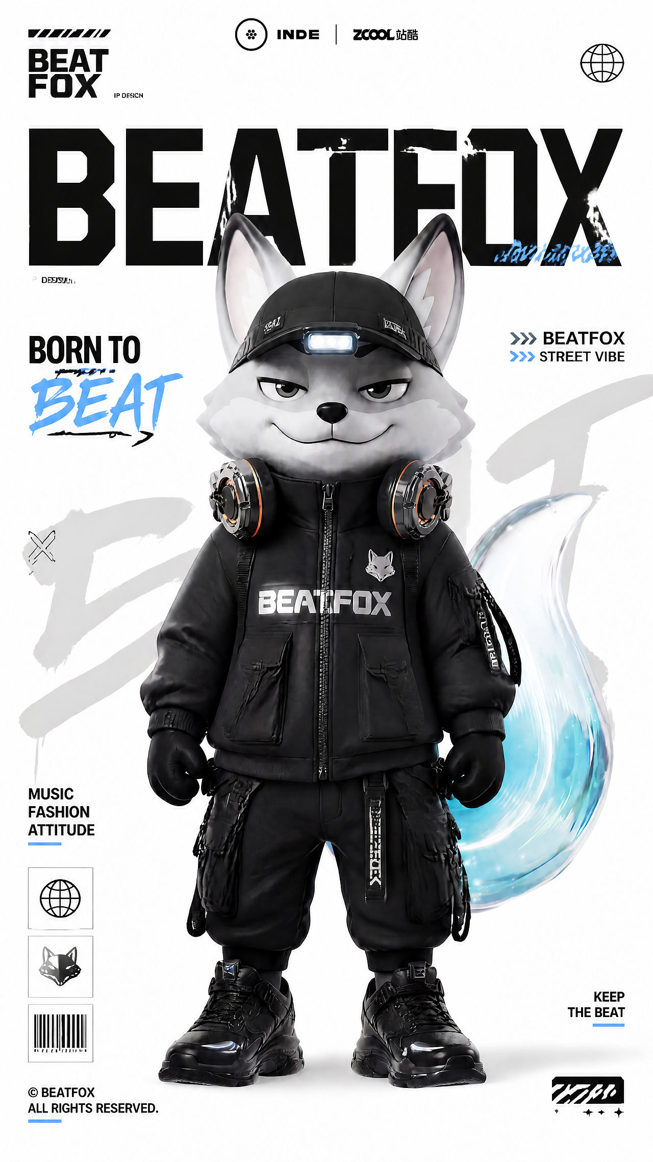 BEATFOX·四小狐IP嘻哈狂欢场（图ZNDA3NDA0NTA0） - 人物/生物 - 站酷设计师可可曲奇AIGC原创素材 - 站酷ZCOOL
