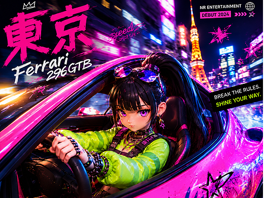 【AIGC】Kpop女孩 × Cthulhu跑车广告《驶入高光》
